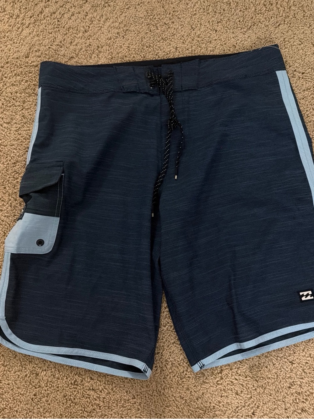 Billabong Men's Teal Board Shorts with Light Aqua Trim